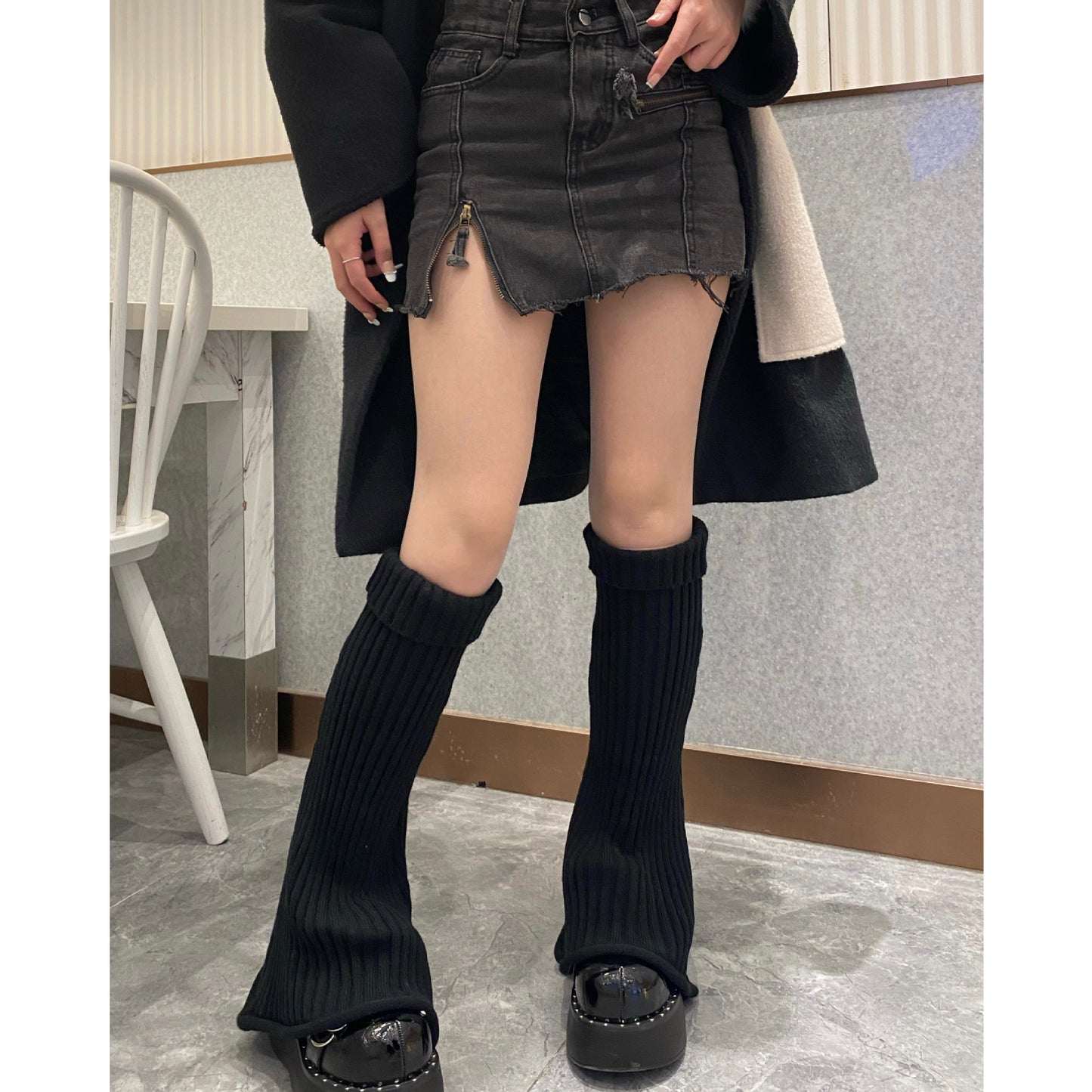 Vintage Flared Knit Striped Wool Leg Socks