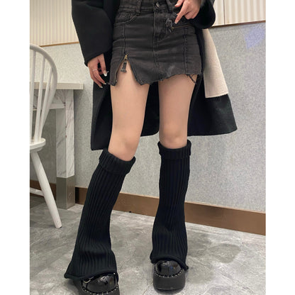 Vintage Flared Knit Striped Wool Leg Socks
