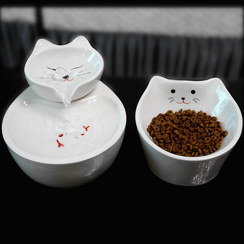 Ceramic Pet Cat Water Dispenser with Automatic Circulation