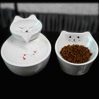 Ceramic Pet Cat Water Dispenser with Automatic Circulation