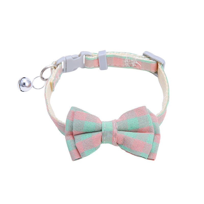 Collar For Small Dogs Christmas Quick Release Plaid Bow Tie Collar Necklace Cat Gato Collar Safety Elastic Bowtie With Bell