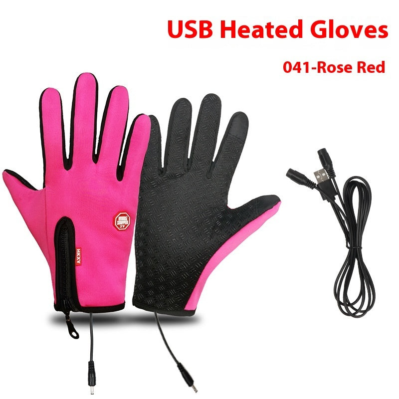 USB Electric Heating Gloves Winter Outdoors Sports Skiing Warm Waterproof Non-slip