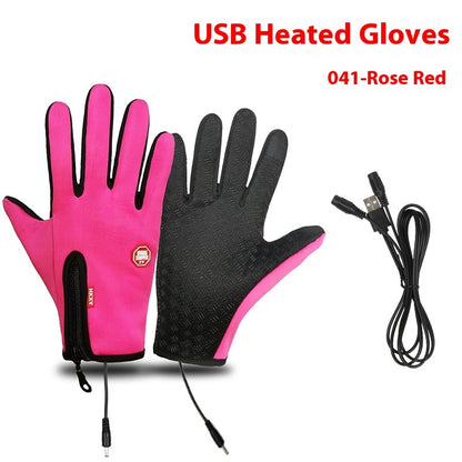 USB Electric Heating Gloves Winter Outdoors Sports Skiing Warm Waterproof Non-slip
