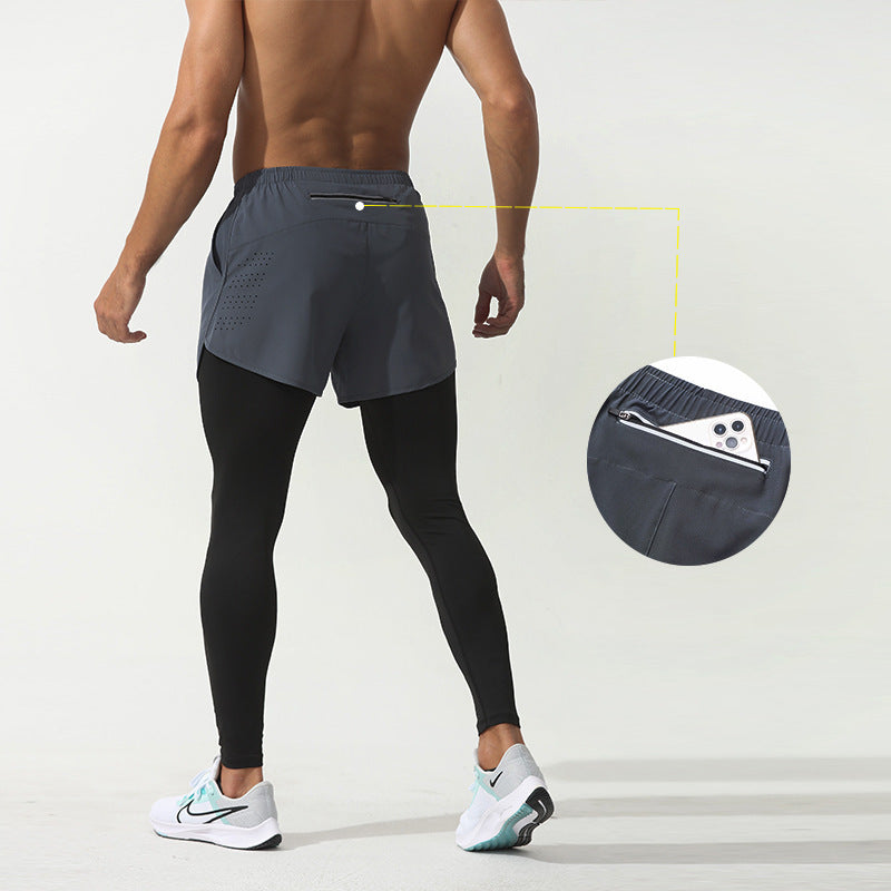 Men's Fitness Elastic Running Pants with Quick Drying