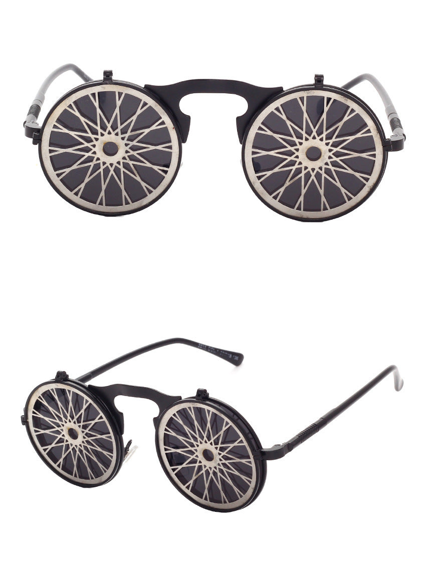 Casual Retro Metal Punk Steam Flip Sunglasses for Men