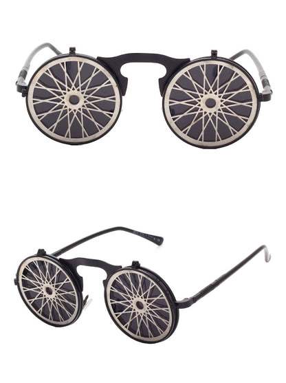 Casual Retro Metal Punk Steam Flip Sunglasses for Men