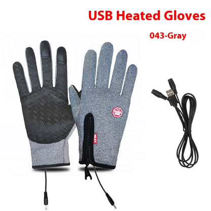 USB Electric Heating Gloves Winter Outdoors Sports Skiing Warm Waterproof Non-slip