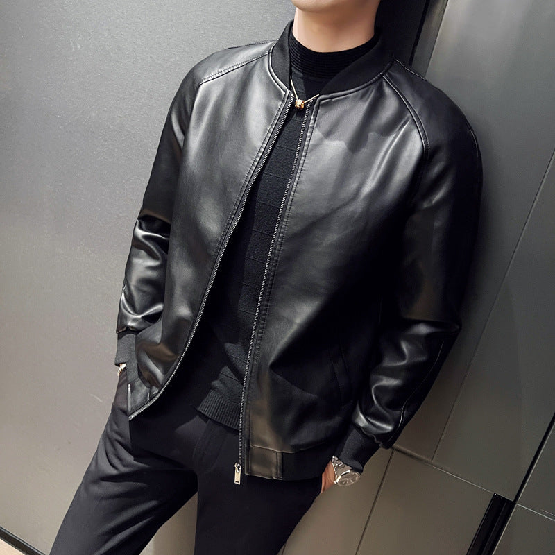 Men's Slim Fit Trendy Washed Leather Jacket