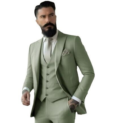 Men's Solid Color Slim Fit Business Suit Set