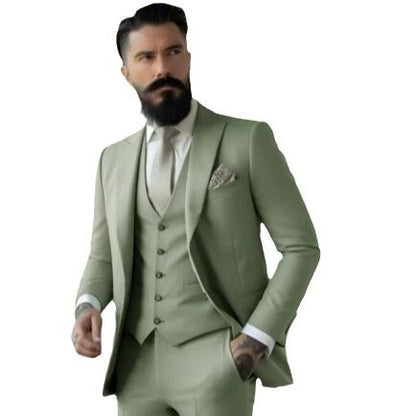 Men's Solid Color Slim Fit Business Suit Set