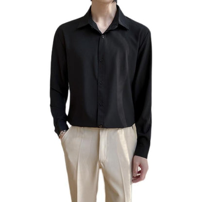 Men's Wine Red Long Sleeve Slim Fit Business Shirt