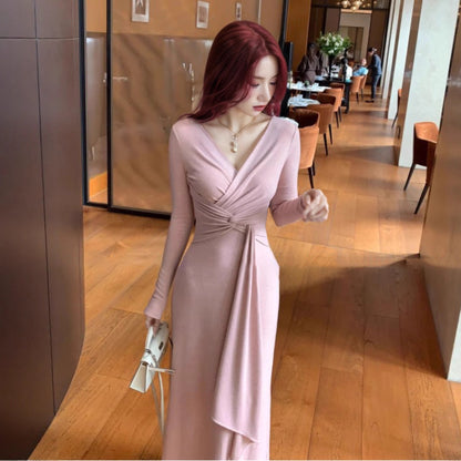Pure Desire To Twist Long Sleeve Dress for Women Spring and Autumn Outfit
