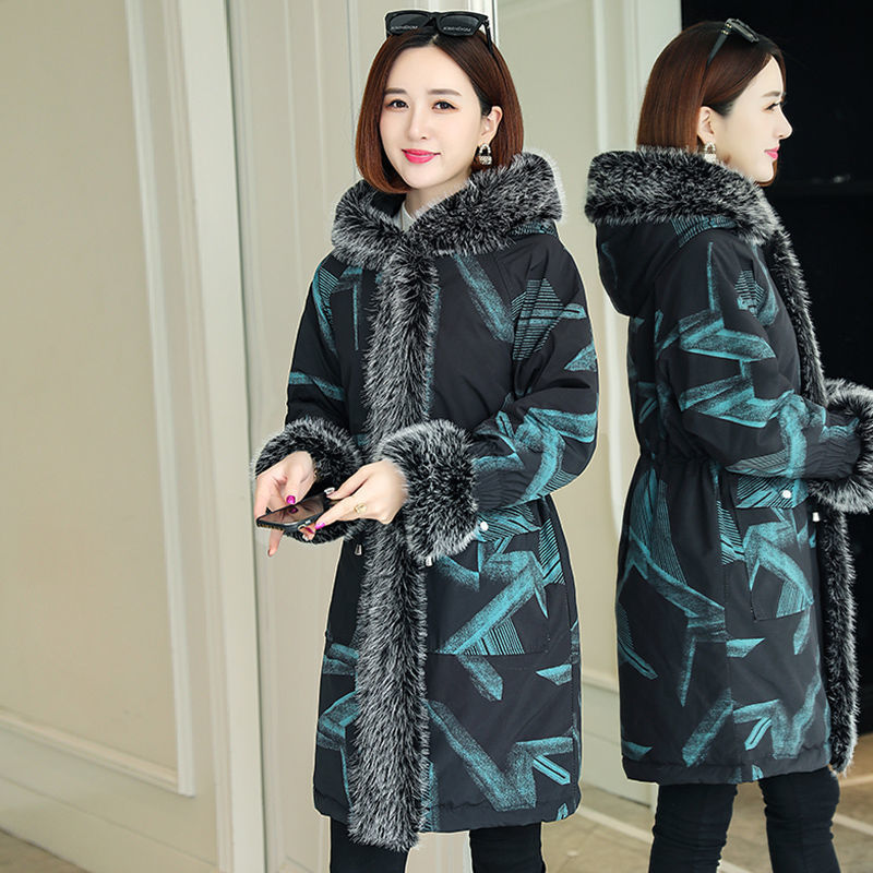 Autumn and Winter Women's Leather Parka, Mid-length