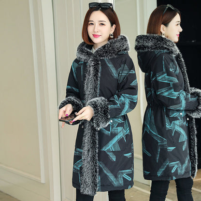 Autumn and Winter Women's Leather Parka, Mid-length