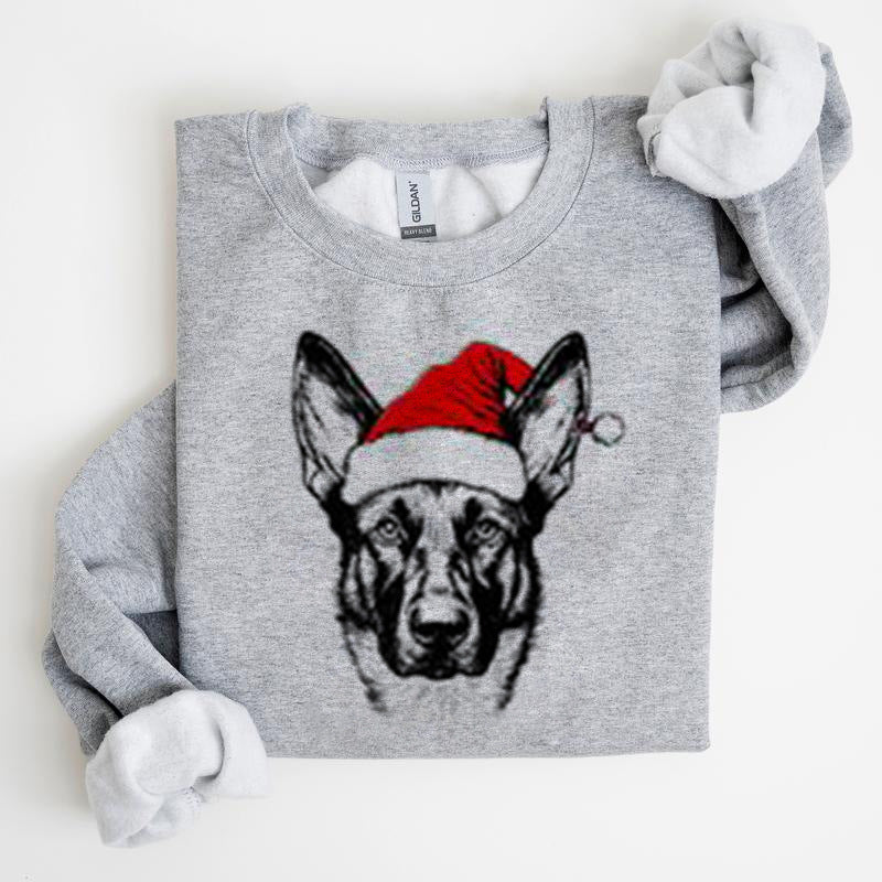 Christmas Puppy Print Polyester Round Neck Sweatshirt Unisex