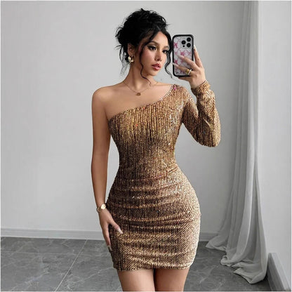 Crossbody Long Sleeve Sexy Dress
