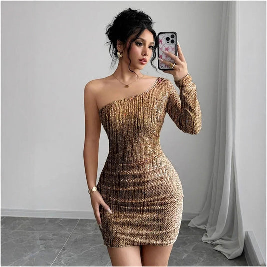 Crossbody Long Sleeve Sexy Dress
