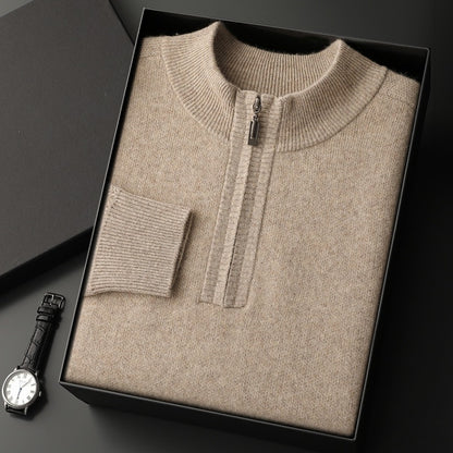 Men's Solid Color Half Collar Pullover Sweater