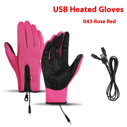 USB Electric Heating Gloves Winter Outdoors Sports Skiing Warm Waterproof Non-slip