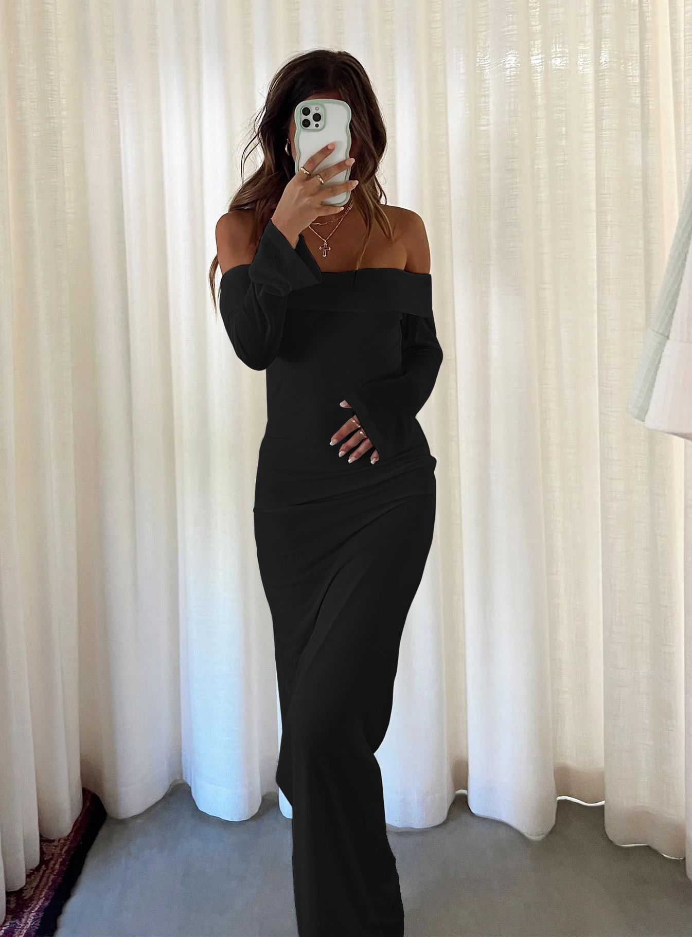Fashion Personalized Off-shoulder Solid Color Sexy Slim Dress
