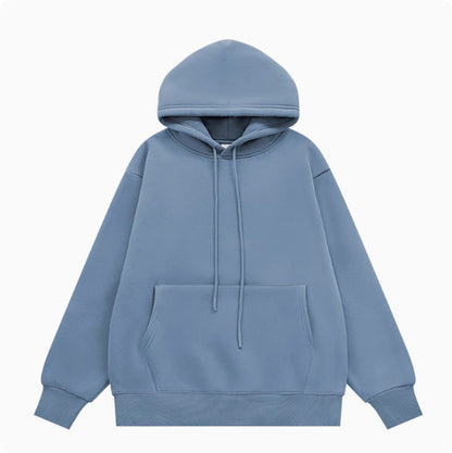 American Street Solid Color Fleece Hooded Sweatshirt For Men And Women