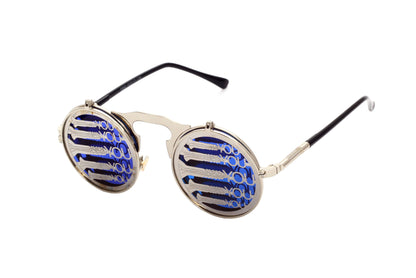 Casual Retro Metal Punk Steam Flip Sunglasses for Men