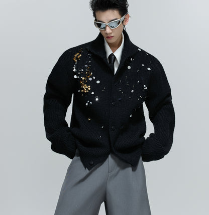 Niche Liquid Metal Design High Street Sense Padded Shoulder Coat Men And Women Short Lapel Ruan Shuai Loose Jacket Fashion Brand