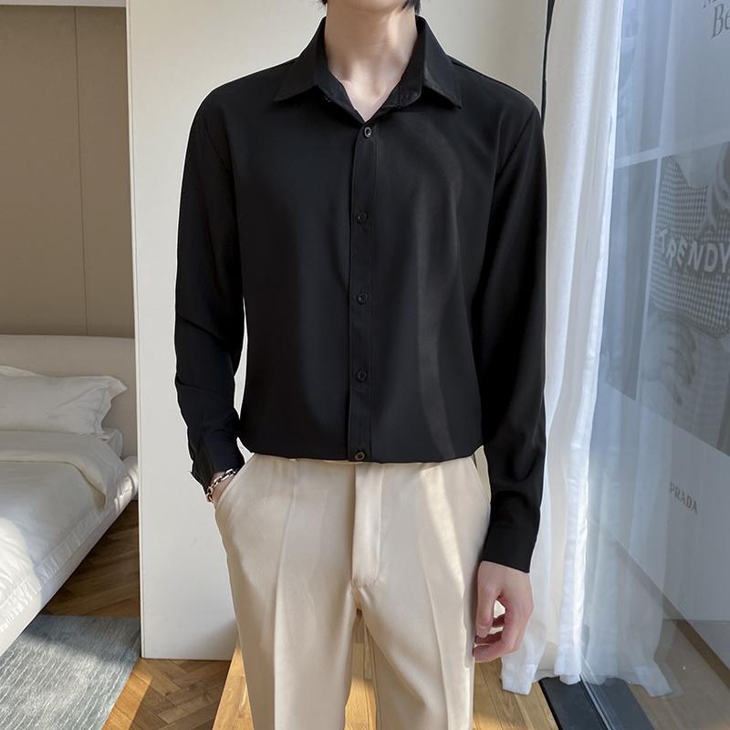 Men's Wine Red Long Sleeve Slim Fit Business Shirt