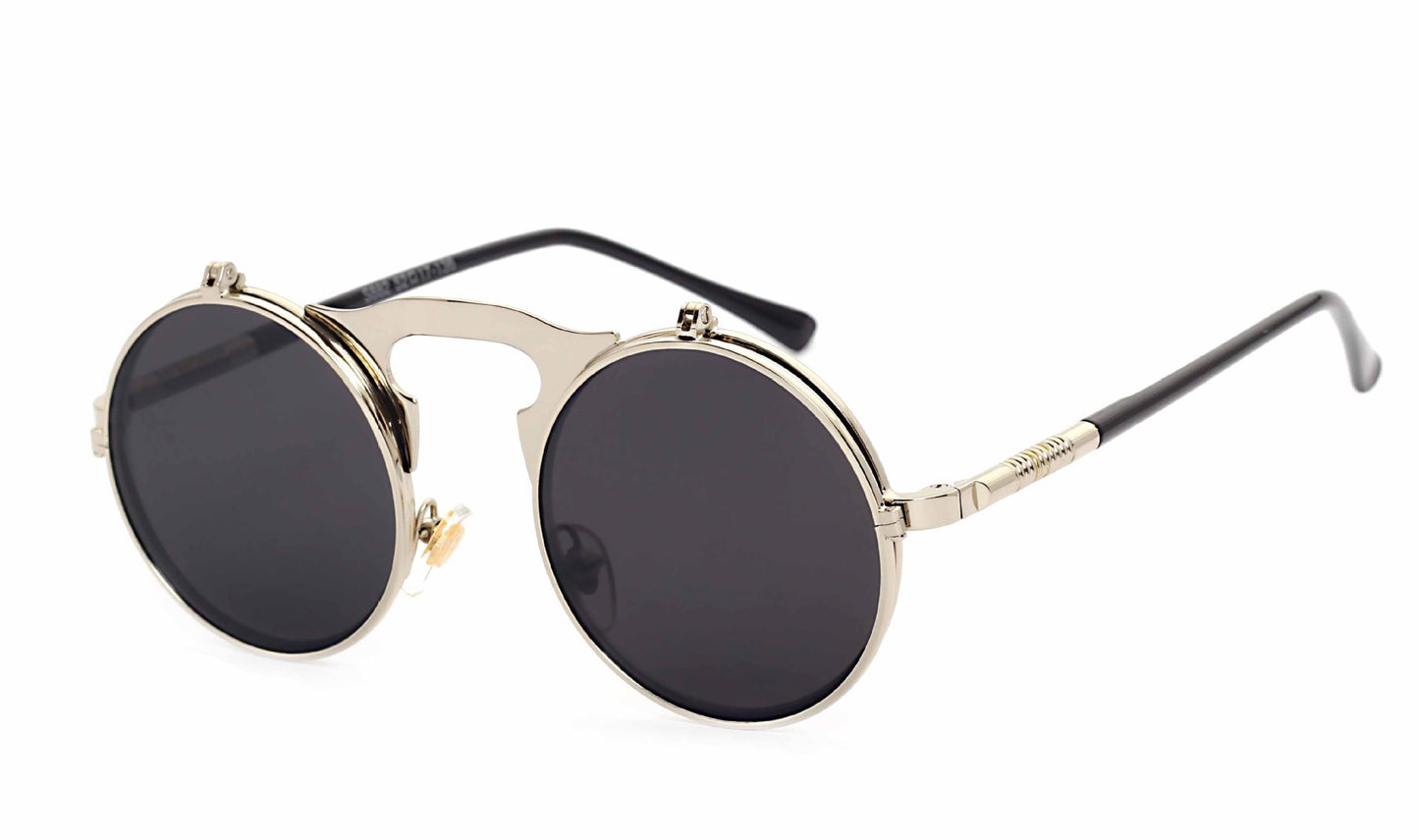 Casual Retro Metal Punk Steam Flip Sunglasses for Men