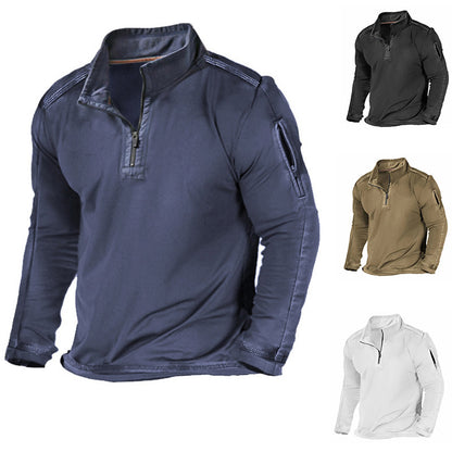 Men's Outdoor Long Sleeve Sweater with Zipper Pocket