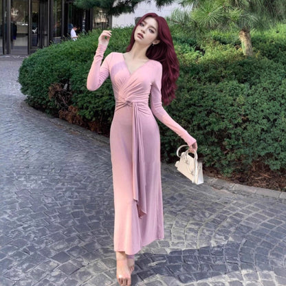 Pure Desire To Twist Long Sleeve Dress for Women Spring and Autumn Outfit