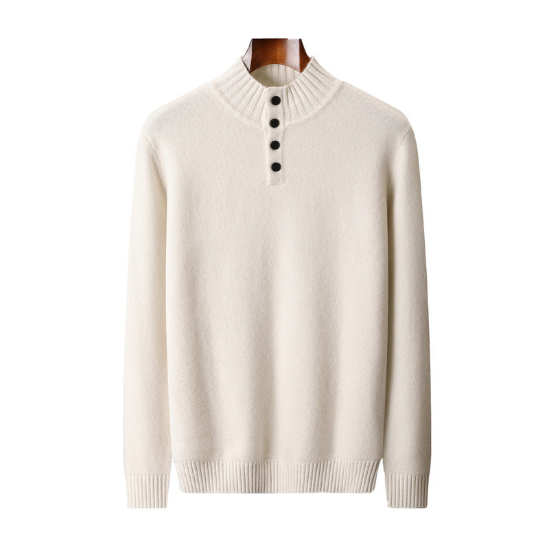 Men's thick four-button wool sweater