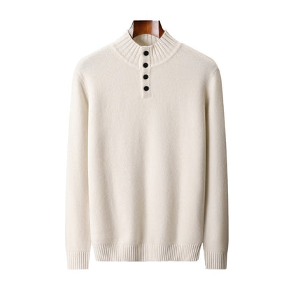 Men's thick four-button wool sweater