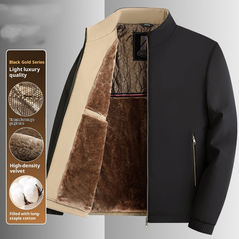 Men's Stand Collar Business Casual Jacket for middle and older fathers