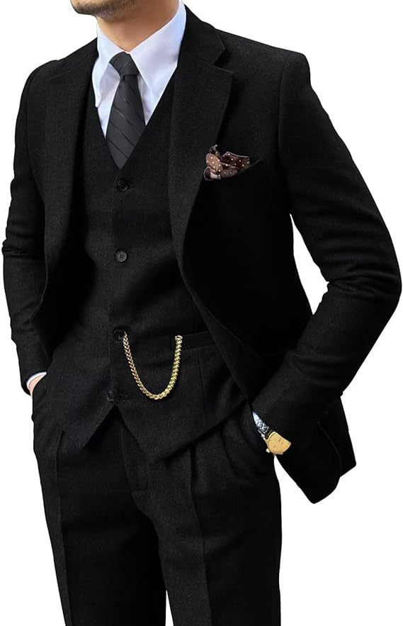 Herringbone Men's Slim Fit Suit