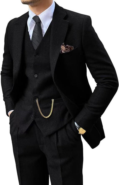Herringbone Men's Slim Fit Suit