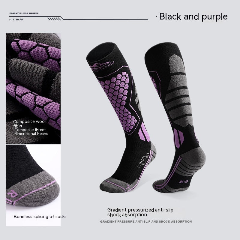 Professional winter long wool ski socks