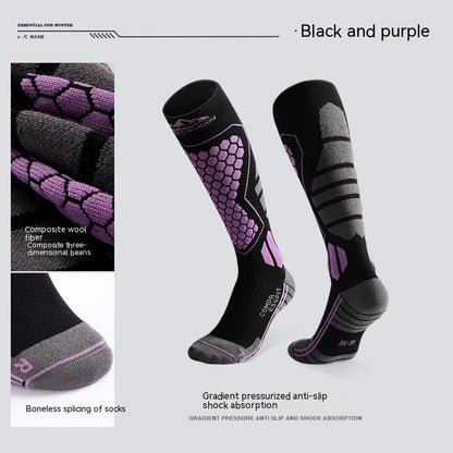 Professional winter long wool ski socks
