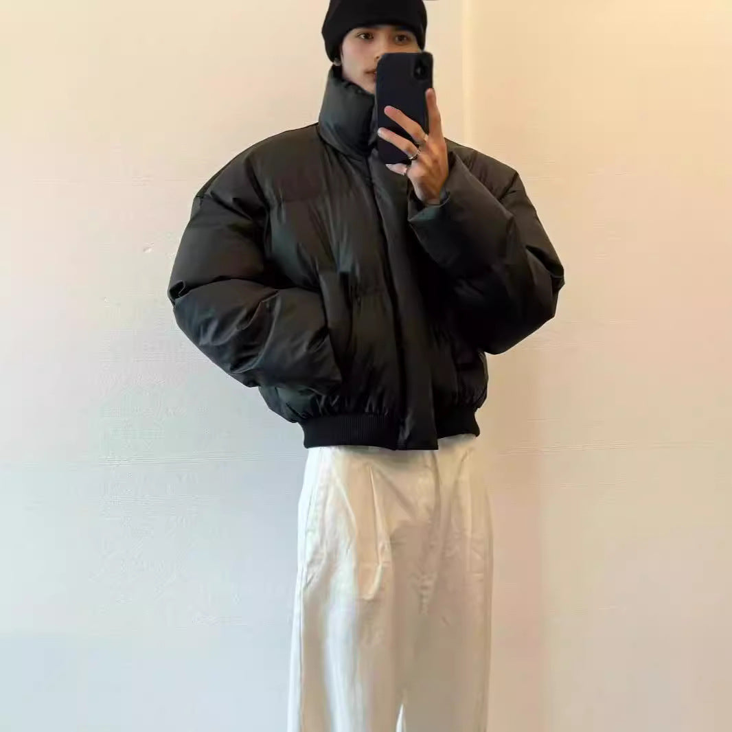 Winter Short PU Leather Coat Male