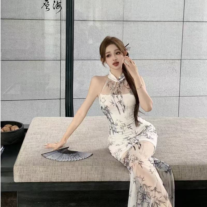 Women's Halter Dress with Slim Design