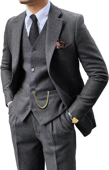 Herringbone Men's Slim Fit Suit