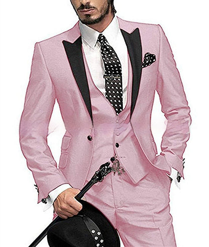 Black Collar Color Blocked Three Piece Set