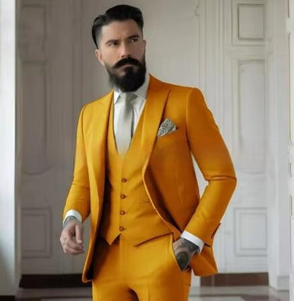 Men's Solid Color Slim Fit Business Suit Set