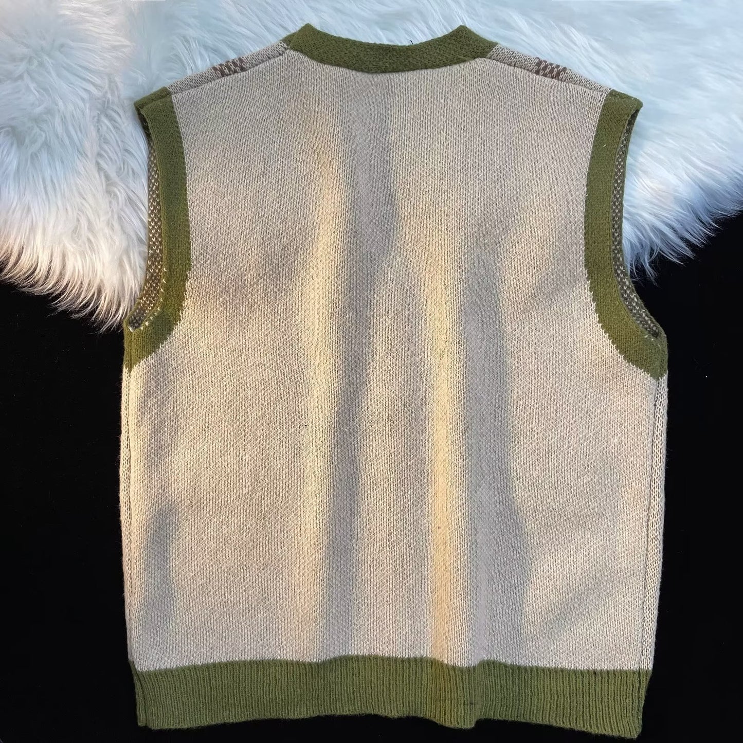 Rhombus V-neck Vest Sweater Cardigan for Men