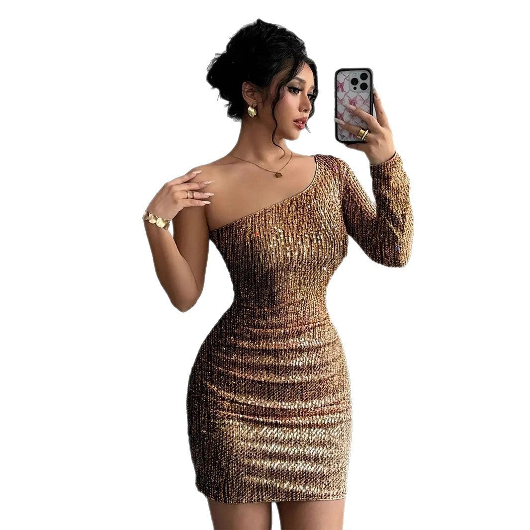 Crossbody Long Sleeve Sexy Dress
