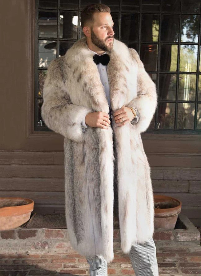 Men's Leather Fur Coat, Medium Length