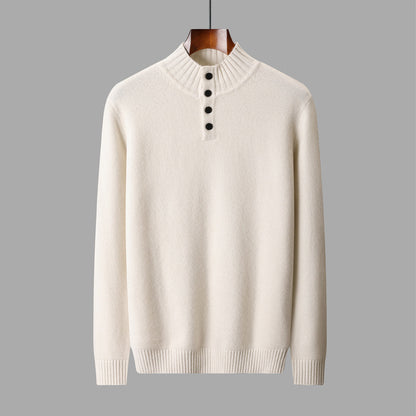 Men's thick four-button wool sweater