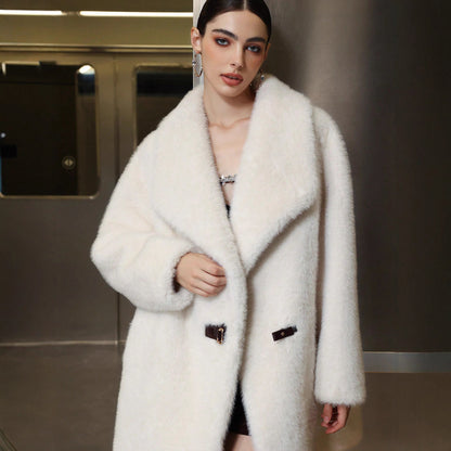 Women's Casual Versatile Collared Warm Fur Jacket