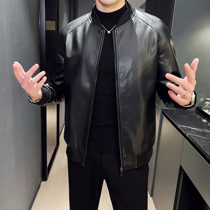 Men's Slim Fit Trendy Washed Leather Jacket