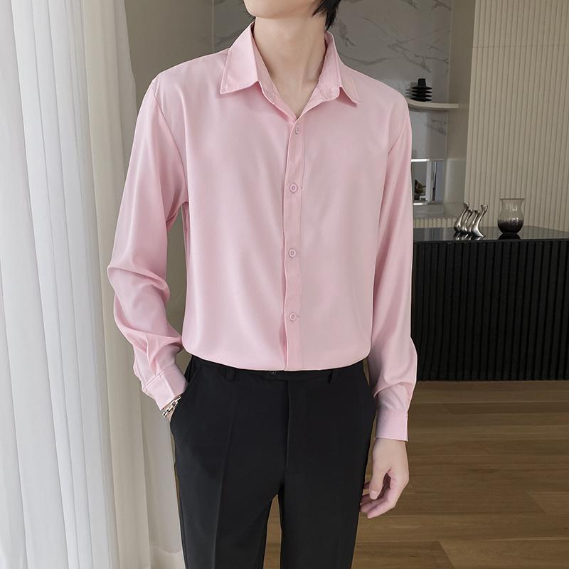 Men's Wine Red Long Sleeve Slim Fit Business Shirt